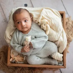 Another shot of the little man, this time holding his tiny teddy bears. He was so alert and calm during his solo portraits.