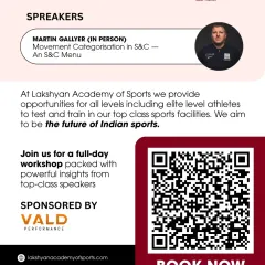 This promotional graphic for our 2025 conference features speaker Martin Gallyer and a QR code for easy registration, inviting coaches to book their spot.