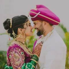 A joyful and intimate portrait of a couple in traditional Maharashtrian wedding attire. I love capturing the chemistry and happiness that radiates from newlyweds.