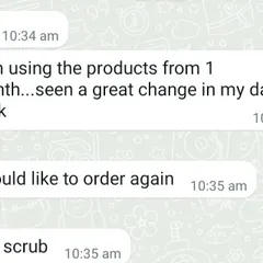 This customer saw a great change in her dark neck after using my products for just one month. It's so rewarding to know the Darkness Removal Cream and scrub are making a visible difference.
