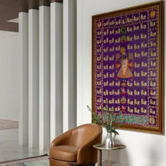 Another shot from our ArchDigest feature, showcasing how we integrated a traditional Pichwai painting into a modern, minimalist corner of the home. The article called the home's soul "eccentric" and "elegant."