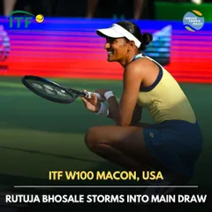 A moment of triumph for our athlete Rutuja Bhosale as she qualifies for the main draw at the ITF W100 tournament in Macon, USA, after a tough come-from-behind victory.