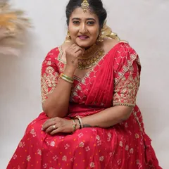 Comfort and style go hand in hand. This client is enjoying her event in one of our rental lehengas, perfectly fitted for her.