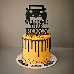 They welcomed their beast with a customized cake! An almond sponge cake with strawberry compote, designed to celebrate a brand new Mahindra Thar.