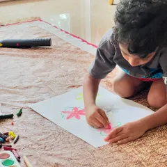 Exploring the magic of watercolor-resist painting, inspired by the great Claude Monet. This little artist is using crayons and watercolors to create his own beautiful water lilies.