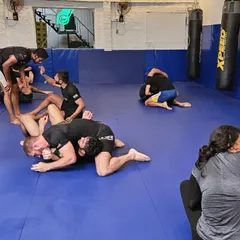 Another angle from our no-gi session, showing the intensity and focus of our members during positional sparring.