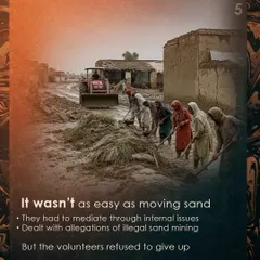 Rebuilding is never easy. This image shows the reality of our work in Punjab, where volunteers manually cleared thick layers of silt from homes and fields. It was physically demanding work that required grit and a collective refusal to give up.