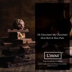 Oh Chocolate! My Chocolate! How rich and how pure. A stack of our different chocolate bars, topped with a truffle, celebrating the comforting and pure experience of real chocolate.