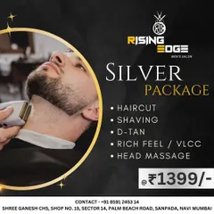My Silver Package is the perfect all-in-one solution for a complete refresh. It includes a haircut, shaving, D-Tan, a Rich Feel or VLCC facial, and a head massage, all for a straightforward price.