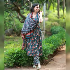 Another beautiful shot of this dupatta suit, perfect for elevating your festive look. The combination of prints and the comfortable silhouette makes it a must-have.
