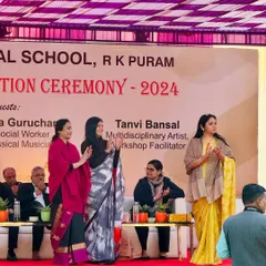 On stage at my old school's annual prize distribution ceremony. It felt like a full-circle moment, standing on the stage where I once received awards as a student.
