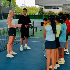 Our young athletes get an exclusive opportunity to learn from Latvian professional player Diana Marcinkevica. We believe in providing unique mentorship experiences that inspire dedication and offer a glimpse into the life of a professional tennis player.
