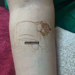 The very first step. This is the outline of a royal elephant, which will later be filled with intricate details.