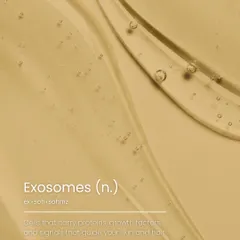 We are always at the forefront of skincare science. This graphic defines Exosomes, which are cellular messengers that carry proteins and growth factors to guide your skin and hair to repair and rebuild. We offer exosome therapy for advanced rejuvenation.