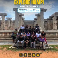 Another happy group amidst the iconic stone pillars of Hampi. We make sure you see the best of this ancient city.