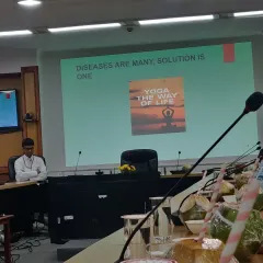 Diseases are many, solution is one: Yoga, The Way of Life. A slide from my presentation at AIIMS, Delhi. It was a privilege to share the wellness vibes of yoga at such a prestigious institution.
