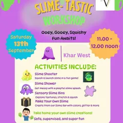 The "Slime-tastic Workshop" is pure ooey, gooey, squishy fun. Kids get to make their own slime from our slime bar, play with sensory bins, and even try out a slime shooter in a safe and supervised setting.