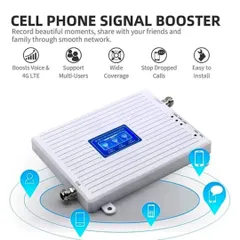 This shows exactly what my cell phone signal booster does. It boosts voice and 4G LTE, works for multiple users, provides wide coverage, and stops dropped calls. Installation is simple.