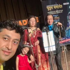 A family selfie after our show in Bhopal. My father, mother, and daughter are all part of this incredible journey.