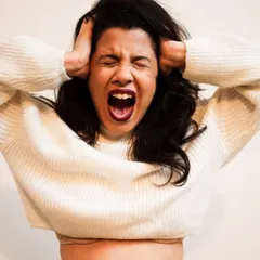 An expressive portrait capturing raw emotion. For this conceptual shoot, we worked on conveying a powerful feeling through expression and body language.