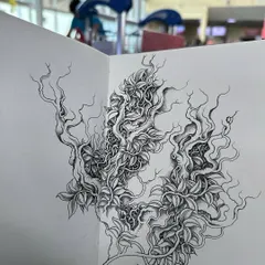 A wider shot of the vine drawing in my sketchbook.