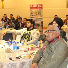 Attendees at our Jammu tech workshop listening intently to a presentation on our robotic layup and other automated manufacturing processes.