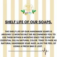 Here are some facts about the shelf life of my soaps. While they last for about 12 months, I recommend using them within 6 months to enjoy the freshest feel and the most vibrant scent from the essential oils.