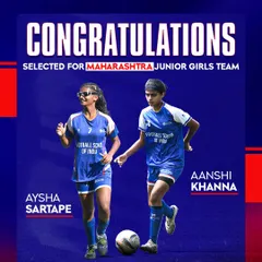 Another milestone achieved. We congratulate Aysha Sartape and Aanshi Khanna on their selection to the Maharashtra Junior Girls Team.