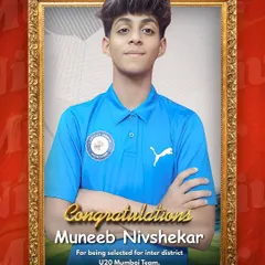 Another star on the rise from our academy. Huge congratulations to Muneeb Nivshekar for his selection into the U20 Mumbai Inter-District Team. His dedication is an inspiration to all our players.