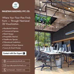This 3D visualization of a contemporary open-plan office showcases our expertise in designing large-scale commercial interiors. We focus on creating dynamic and productive environments with elements like industrial-style overhead lighting, integrated greenery, and ergonomic workstations.