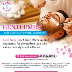 A graphic specifically for our male clientele, emphasizing that self-care is a powerful statement. We offer tailored treatments designed for the modern man's unique skin needs.