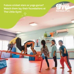 Children practice their animal walks on a low beam, building strength and coordination. Our programs lay the foundation for any sport by developing fundamental athletic skills in a fun, structured way.