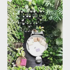 This inspirational image shows the potential of a small balcony to become a private urban jungle. With vertical gardening and smart plant choices, we can help you create a cozy, green nook for relaxation, no matter the size of your space.