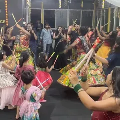 The studio is alive with the sound of dandiya sticks. We teach authentic steps for all skill levels, making sure everyone can join in the Navratri fun.