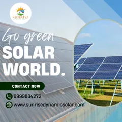 Let's build a green solar world together. This image showcases both rooftop and ground mounted solar panel systems, representing the versatility of solar power.