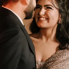 It's all about the real, unscripted moments. This close-up captures the pure joy and love in a bride's smile during her engagement, showcasing my focus on candid wedding photography.