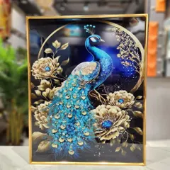 Our signature crystal paintings bring unparalleled elegance to your walls. This piece, featuring a majestic peacock, is created with a special textured technique and comes with a 10-year print warranty, ensuring its vibrant colors and intricate details last for years to come.