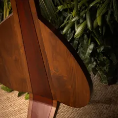 Various angles of the Vismayam chair, showcasing its intricate details, the contrast of different wood grains, and its powerful, sculptural presence. Each view offers a new perspective on this piece of collectible, art-inspired furniture.