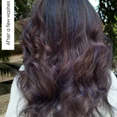 And here's how the color looks after a few washes. It fades beautifully into a softer, smokier lavender-brown, showing the quality of the color.