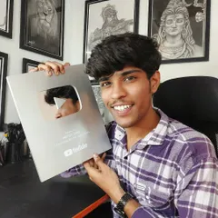 Another shot with my Silver Play Button. This is a huge milestone for me and my art journey.