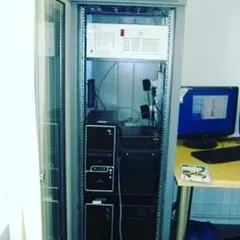 A typical server cabinet setup for a small to medium-sized office. We can fit servers, networking gear, and other equipment neatly into a single, secure rack.