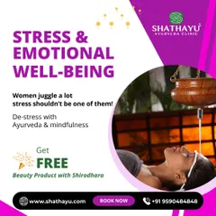 Women juggle many responsibilities, and stress shouldn't be one of them. This graphic highlights our Shirodhara therapy, a profound de-stress treatment that uses mindfulness and Ayurveda to restore emotional well-being.