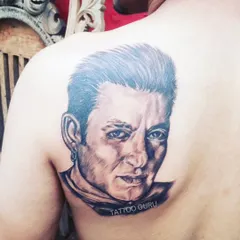 Celebrity portraits are a popular request. This is a portrait tattoo of Salman Khan, where the focus is on capturing iconic features and expressions that are instantly recognizable.