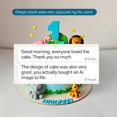 "You actually brought an AI image to life." This feedback was for the jungle animal cake that I recreated from a client's AI-generated concept. I love taking on creative challenges like this.