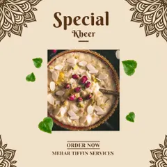 Our special Kheer is a delightful treat. Made with rice, milk, and garnished with almonds and rose petals, it's the perfect dessert to complete your festive meal.