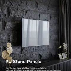 PU stone panels give you the rustic elegance of real stone without the weight. They are lightweight, easy to install, and bring a natural, textured look indoors, as seen on this TV accent wall.