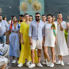 The grand finale of the fashion show at our GETLOUD Pool Party. We bring together models, designers, and music for a full sensory experience.