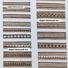 Practice is everything. This sheet shows more foundational elements, including lines, humps, and simple fillers that are essential for creating clean and intricate mehndi art.