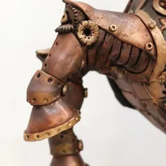 Detail of the front leg of the Steampunk Horse cake, showing the layered armor and joint details. I use various techniques to achieve the aged bronze and copper textures.