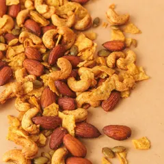 A spicy, crunchy delight. This is our gourmet Mexican Trail Mix, a perfect savory snack to balance all the sweetness.